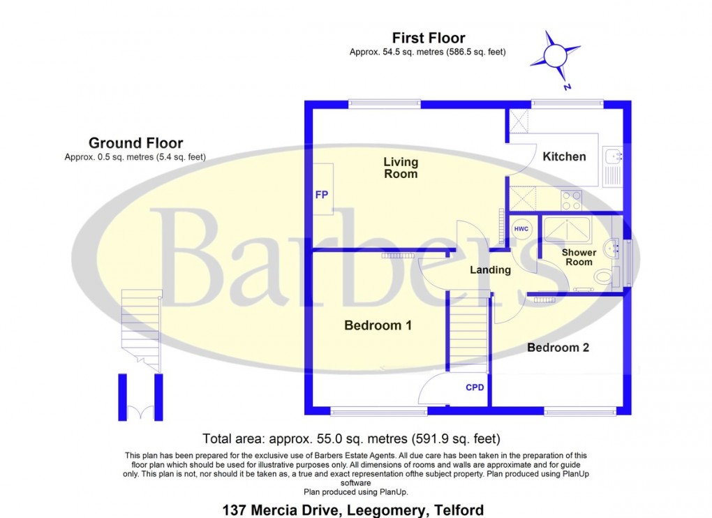 Floorplan for Mercia Drive, Leegomery, Telford, TF1 6YQ